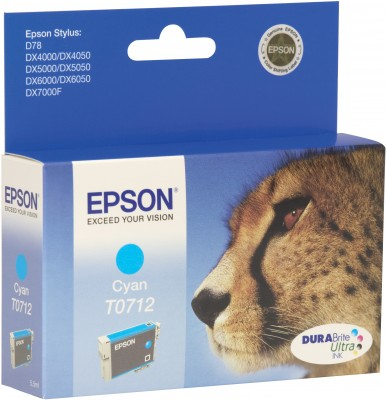 Epson Cheetah T0712 mustekasetti Alkuperäinen Syaani