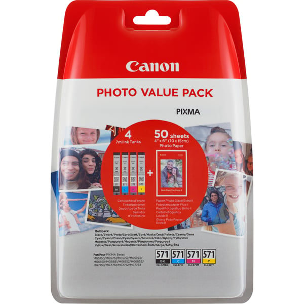 Canon 0386C006 blækpatron 4 stk Original Standard udbytte Sort, Blå, Gul, Magenta