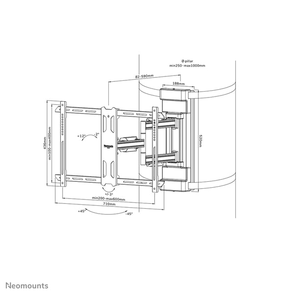 Neomounts WL40S-910BL16 TV-kiinnike 177,8 cm (70") Musta