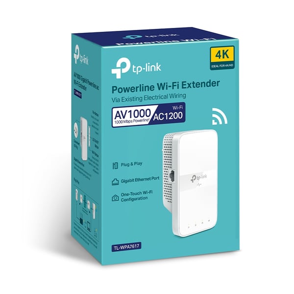 TP-Link TL-WPA7617 PowerLine-verkkosovitin 1200 Mbit/s Ethernet LAN Wi-Fi Valkoinen 1 kpl