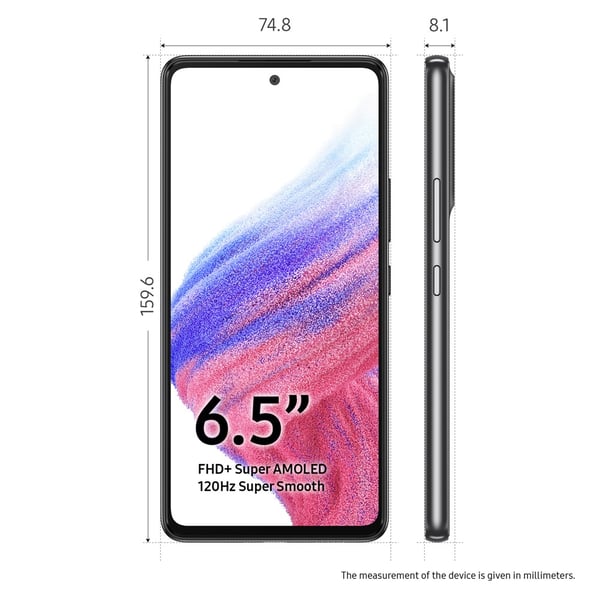 Samsung Galaxy A53 5G SM-A536B/DS 16,5 cm (6.5") Hybridi-Dual SIM Android 12 USB Type-C 8 GB 256 GB 5000 mAh Musta