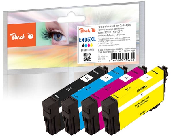 Peach 0F321358 - Høj (XL-) ydelse - 21 ml - 15 ml - 1405 sider - 4 stk. - Multipack Peach 0F321358 - Høj (XL-) ydelse - 21 ml - 15 ml - 1405 sider - 4 stk. - Multipack