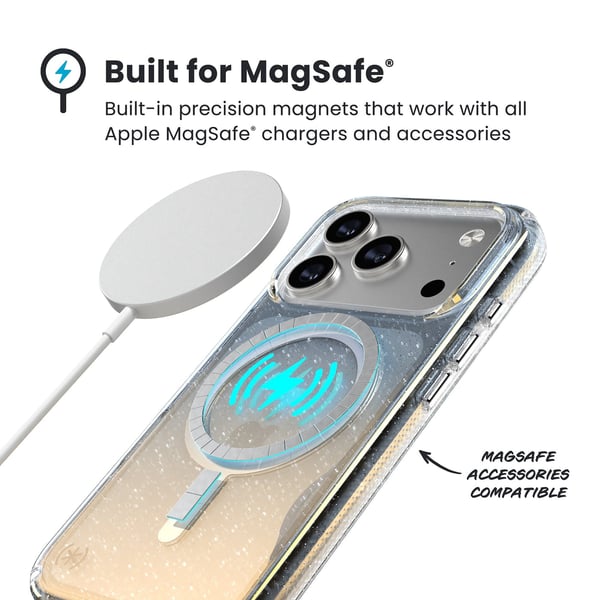 Speck Presidio Lux MagSafe - iPhone 17 Pro Cover (Hyper Mirror Glitter / Sølv Metallic)