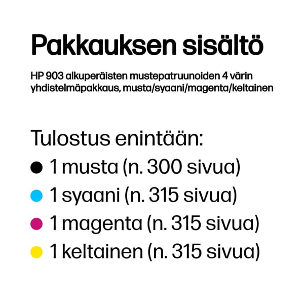 HP 903 - 4 kpl pakkaus - musta, keltainen, syaani, magenta
