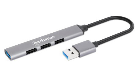 Manhattan 168427 gränssnittshubbar USB 3.2 Gen 1 (3.1 Gen 1) Type-A 5000 Mbit/s Grå