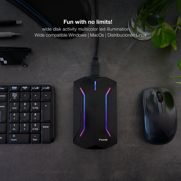 TooQ TQE-2599RGB drevkabinet HDD/SSD kabinet Sort 2.5"