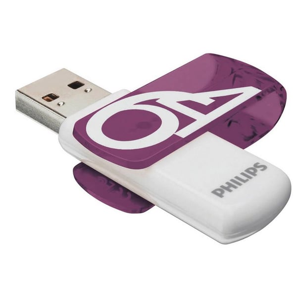 Philips FM64FD05D USB-nøgle 64 GB USB Type-A 2.0 Lilla, Hvid