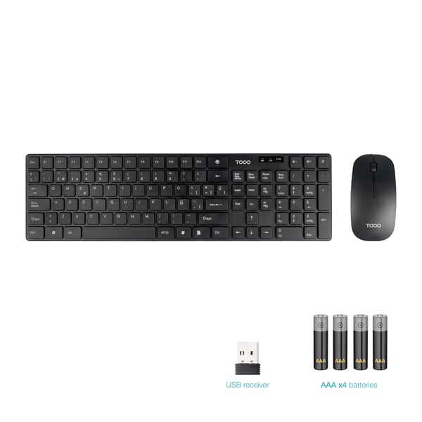 TooQ TQKMW-3102-B tastatur Mus inkluderet Universel RF trådløst Sort