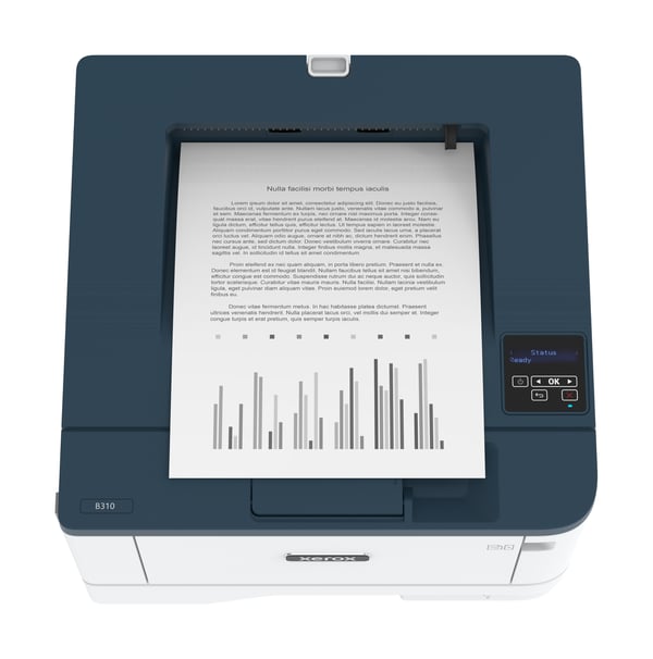 Xerox B310, A4, 40 sider/min, trådløs dupleksprinter, PS3 PCL5e/6, 2 magasiner, i alt 350 ark