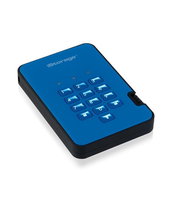 iStorage diskAshur 2 ulkoinen kovalevy 500 GB 5400 RPM USB A-tyyppi 3.2 Gen 1 (3.1 Gen 1) Sininen