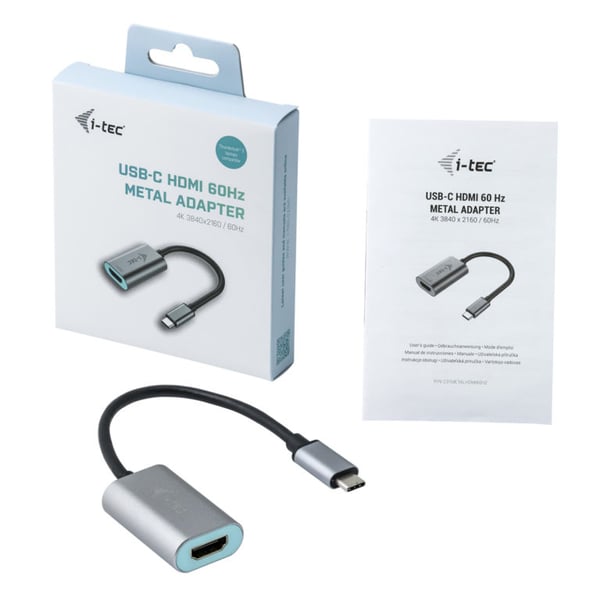 i-tec Metal C31METALHDMI60HZ videokabel adapter 0,15 m USB Type-C HDMI Grå, Turkis
