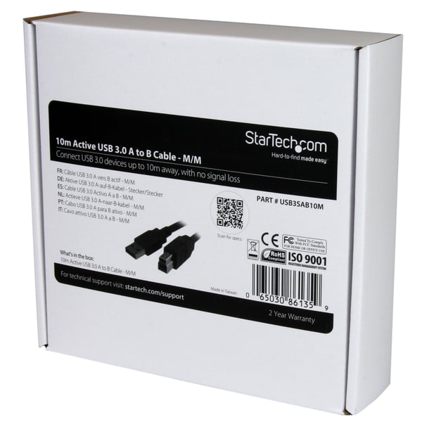 StarTech.com USB3SAB10M USB-kabel USB 3.2 Gen 1 (3.1 Gen 1) 10 m USB A USB B 5 Gbit/sek. Sort