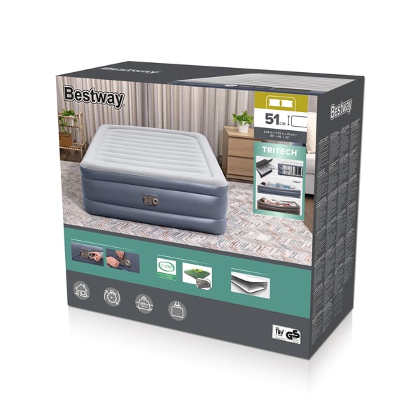 Bestway 6713I / 23 luftmadrass Dubbelmadrass Grå Unisex