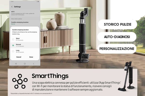Samsung VS28C9784QK 2-i-1 stangstøvsuger Batteri Dry Poseløs 1200, 730 Sort