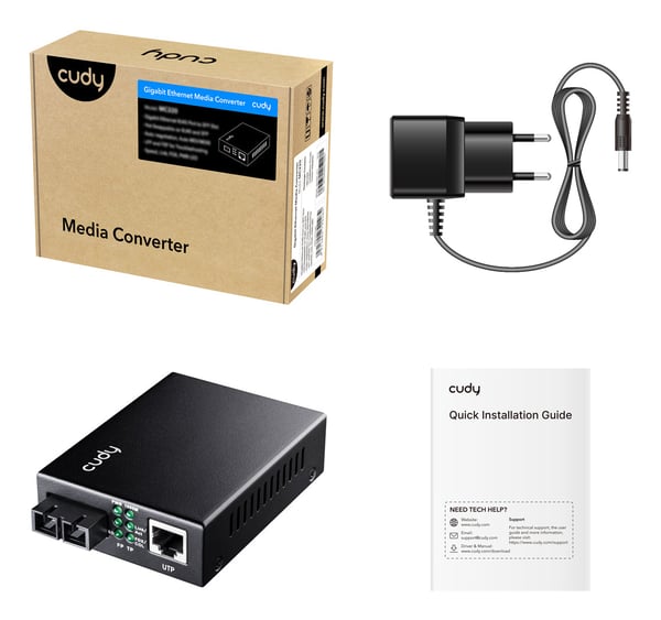 Cudy MC100GSA-20 verkon mediamuunnin 1000 Mbit/s 1310 nm Yksittäistila Musta
