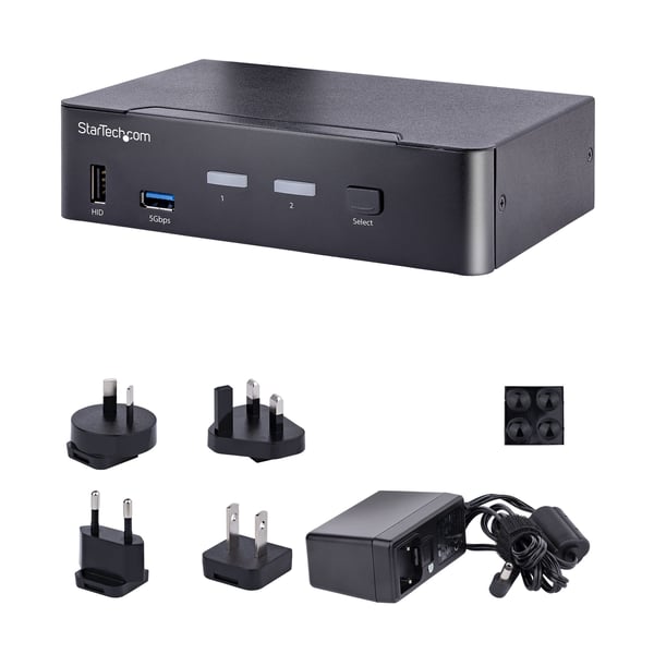 StarTech.com USB C KVM-switch, 2-portars DisplayPort KVM med 4K 60Hz UHD HDR-video, 3,5 mm ljud, USB Typ