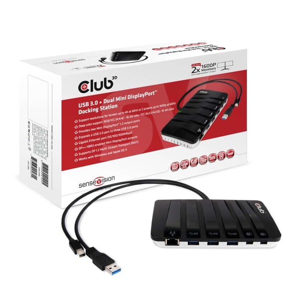 CLUB3D SenseVision USB 3.0 + Dual Mini DisplayPort™ MST Docking Station
