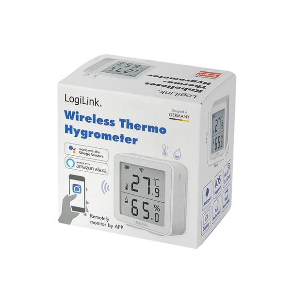 LogiLink SC0116 hygrometri & psykrometri Sisätila Sähkökäyttöinen kosteusmittari Valkoinen