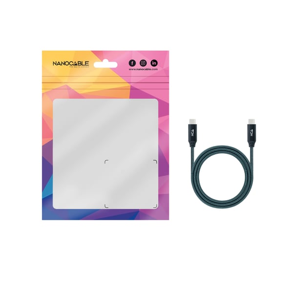 Nanocable 10.01.4302-COMB USB-kabel USB4 Gen 2x2 2 m USB C 20 Gbit/sek. 100 W Teal, Sort, Grå