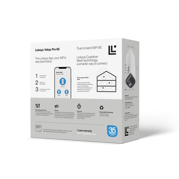 Linksys Velop Pro 6E Mesh WiFi 6E True Tri‑Band-system