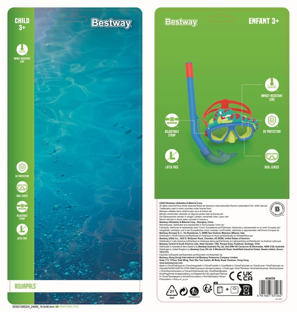 Bestway 24059 / 23 dykkemaske Polykarbonat Forskellige farver Barn