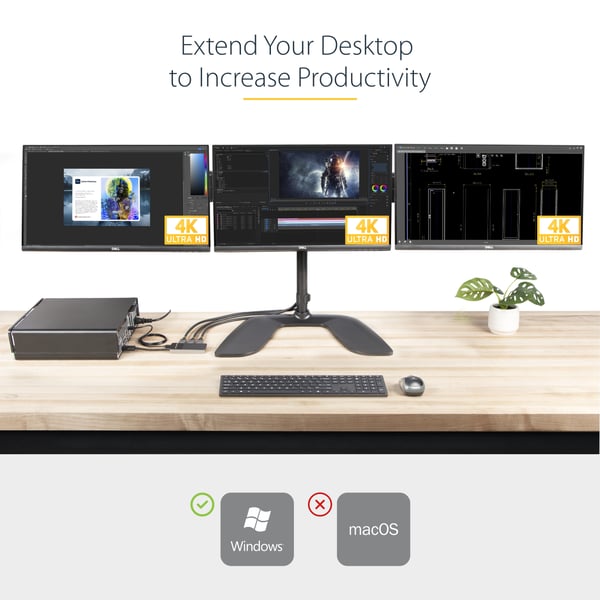 StarTech.com DisplayPort MST Hub (3 porte, 3 x 4k, HDR, EDID, DP 1.4 Multi Monitor Splitter til Windo