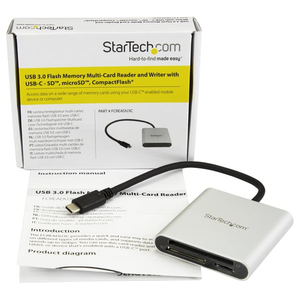 StarTech.com USB 3.0 multi-flashminneskortläsare/skrivare med USB-C - SD, microSD, CompactFlash