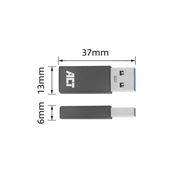 ACT AC7375 kabel kønsskifter USB Type-C USB Type-A Grå