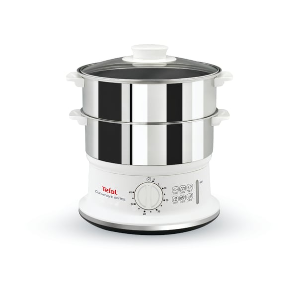 Tefal VC1451 höyrykeitin 2 kori(a) Vapaasti seisova 900 W Valkoinen, Ruostumaton teräs