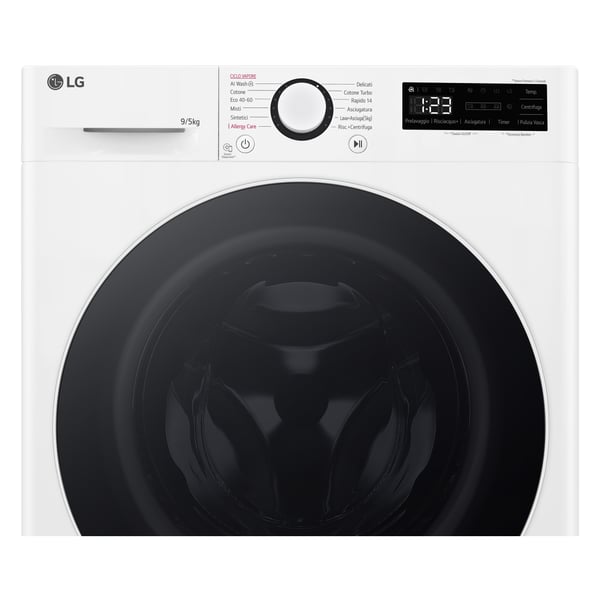 LG D2R5S09TSWW kuivaava pyykinpesukone Vapaasti seisova Edestä täytettävä Valkoinen