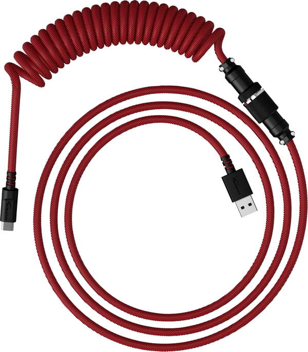 HyperX USB-C – spiralformad kabel – röd-svart