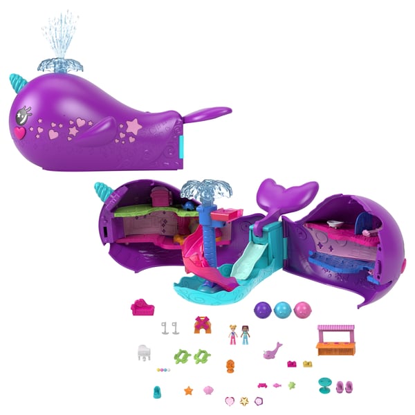 Polly Pocket SPARKLE COVE ADVENTURE NARWHAL ADVENTURER Boat