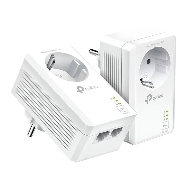 TP-LINK TL-PA7027P V1 Startpaket - Powerline Adapterkit - 2-Port-Switch - GigE, HomePlug AV (HPAV)