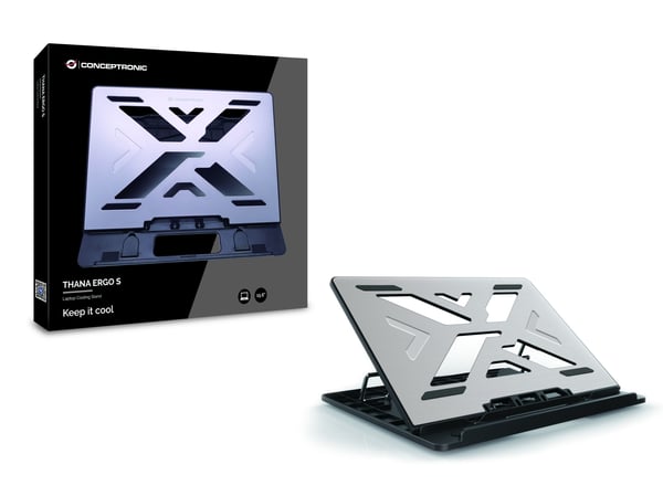 Conceptronic THANA ERGO S, Laptop Cooling Stand Kannettavan tietokoneen teline Harmaa 39,6 cm (15.6")