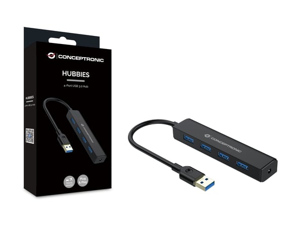 Conceptronic C4PUSB3 gränssnittshubbar USB 3.2 Gen 1 (3.1 Gen 1) Type-A 5000 Mbit/s Svart