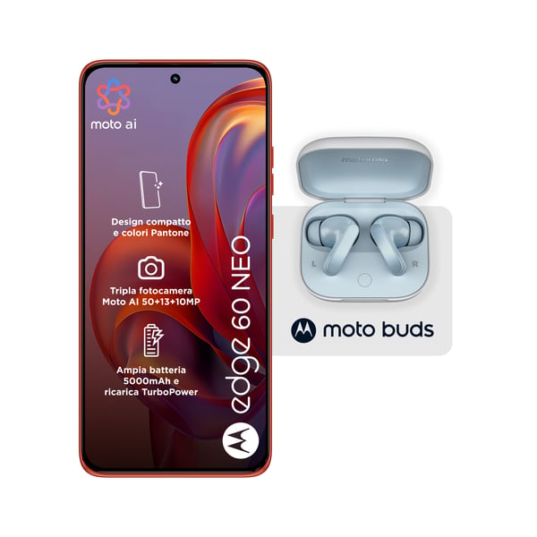 Motorola edge 60 neo + Moto Buds PG38C05749 16,1 cm (6.36") Kaksois-SIM Android 15 5G USB Type-C 8 GB 256 GB 5200 mAh Punainen