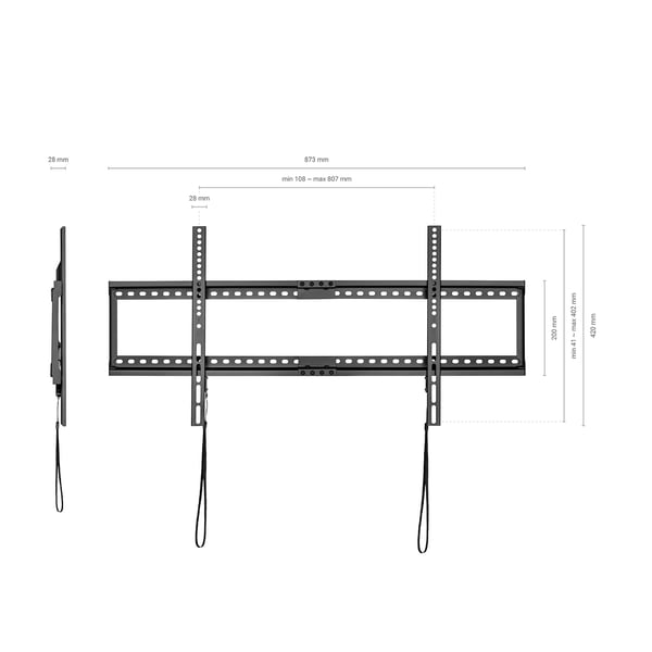 AISENS WT90F-119 TV-kiinnike 2,29 m (90") Musta