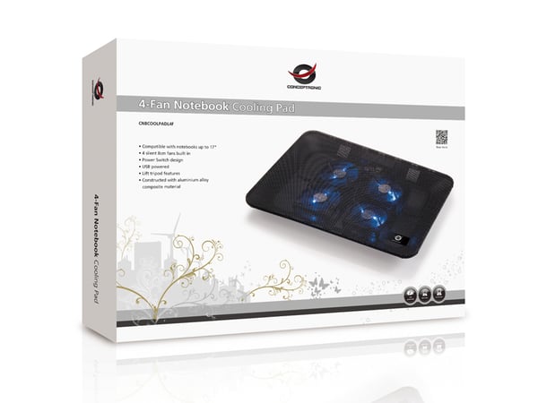 Conceptronic CNBCOOLPADL4F køling til laptop 39,6 cm (15.6") Sort