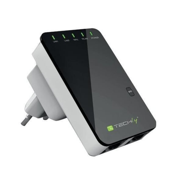 Techly I-WL-REPEATER2 trådløs router Hurtigt ethernet Sort, Hvid Techly I-WL-REPEATER2 trådløs router Hurtigt ethernet Sort, Hvid