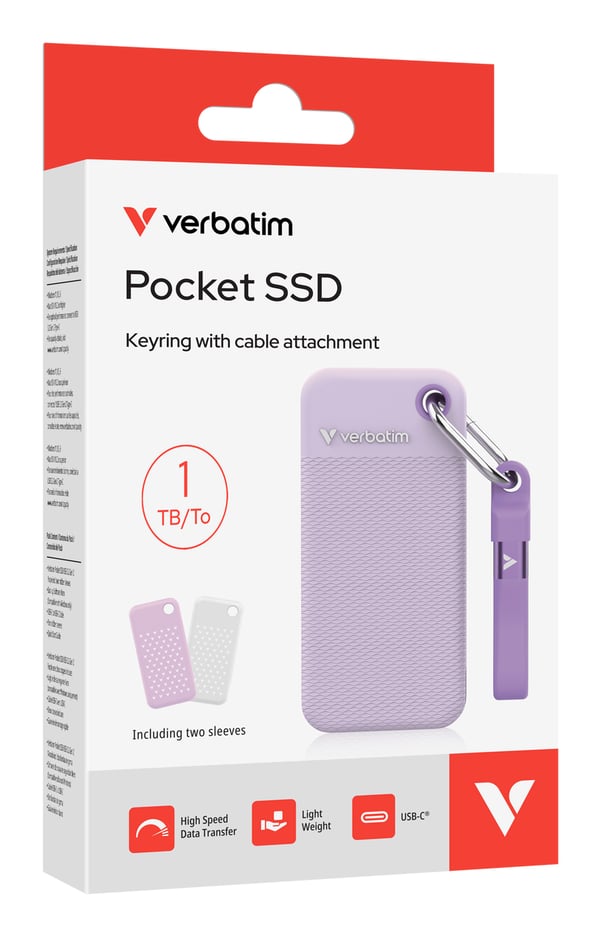 Verbatim Pocket SSD 1 TB USB Type-C 3.2 Gen 2 (3.1 Gen 2) Lilla