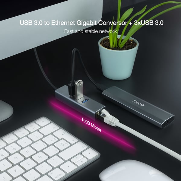 Nanocable 10.03.0407 kannettavien tietokoneiden telakka ja porttitoistin Langallinen USB 3.2 Gen 1 (3.1 Gen 1) Type-A Harmaa