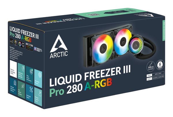 ARCTIC Liquid Freezer III Pro 280 A-RGB Suoritin All-in-one-nesteenjäähdytin 14 cm Musta 1 kpl