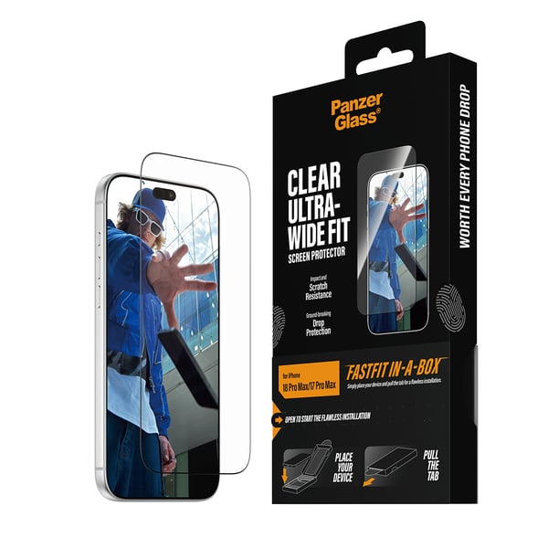 PanzerGlass ® Screen Protector iPhone 2026 Pro Max | 17 Pro Max | Ultra-Wide Fit w. FASTFIT IN-A-BOX Kirkas näytönsuoja 1 kpl