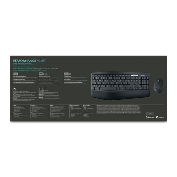 Logitech MK850 Performance tastatur Mus inkluderet Universel RF trådløs + Bluetooth AZERTY Belgisk Sort