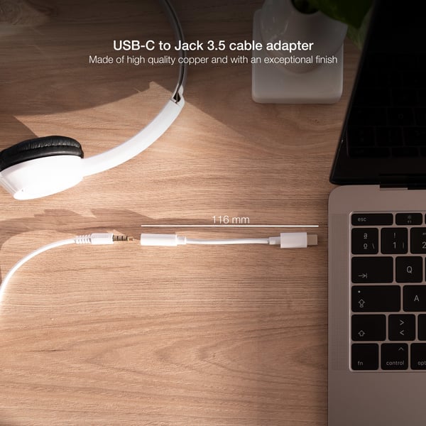 Nanocable 10.24.1205-W lydkabel 0,11 m 3.5mm USB Type-C Hvid