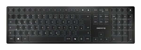 CHERRY KW 9100 SLIM tastatur Universel RF trådløs + Bluetooth QWERTY Portugisisk Sort, Grå