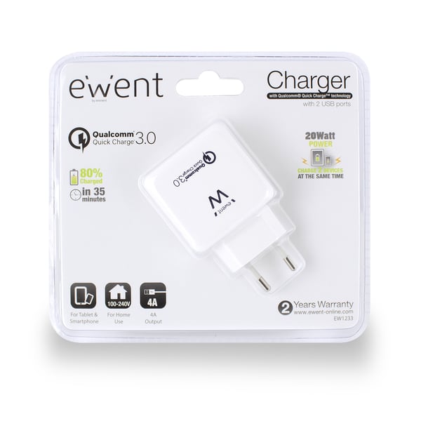 Ewent EW1233 oplader til mobil enhed Universel Hvid Vekselstrøm Indendørs