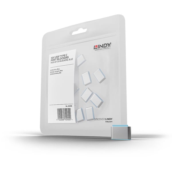 Lindy 40466 portblokering USB Type-C Blå Acrylonitrilbutadienstyren 10 stk