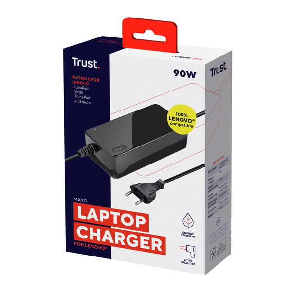 Trust 23394 virta-adapteri ja vaihtosuuntaaja Sisätila 90 W Musta