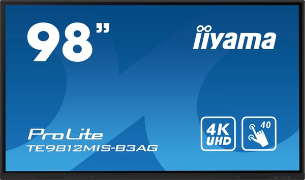 iiyama TE9812MIS-B3AG skilte display Kiosk design 2,48 m (97.5") LCD Wi-Fi 400 cd/m² 4K Ultra HD Sort Berøringsskærm Indbygget processer Android 11 24/7